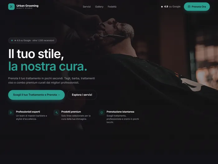 Anteprima del sito Barber shop — Servizi su prenotazione